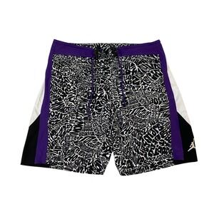 Jordan Mens Board Shorts Purple Black White Graphic Swim Trunks‎ 34 465018-010